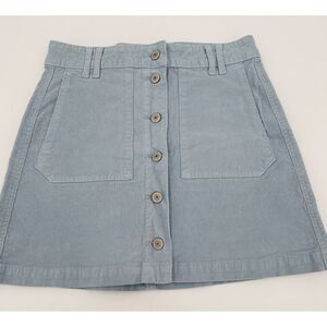 AE American Eagle Hi Rise Mini Corduroy Cargo Skirt Womens Size 2 Powder Blue